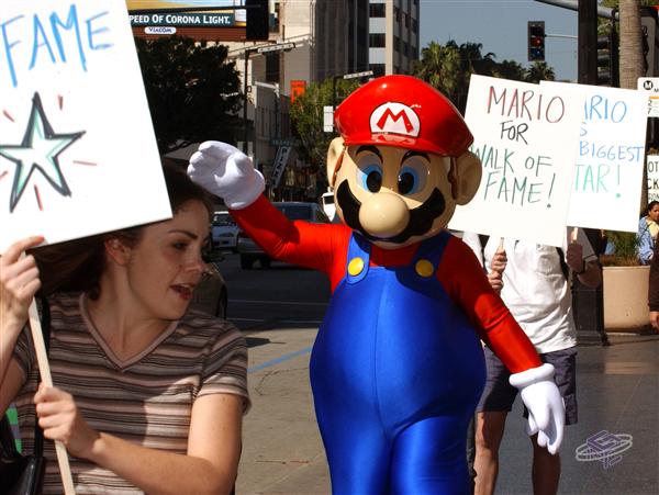 Protestors Join Mario