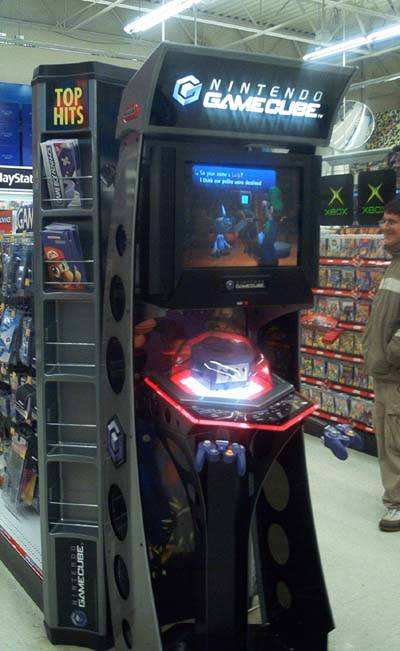 A GameCube kiosk in all it's glory.